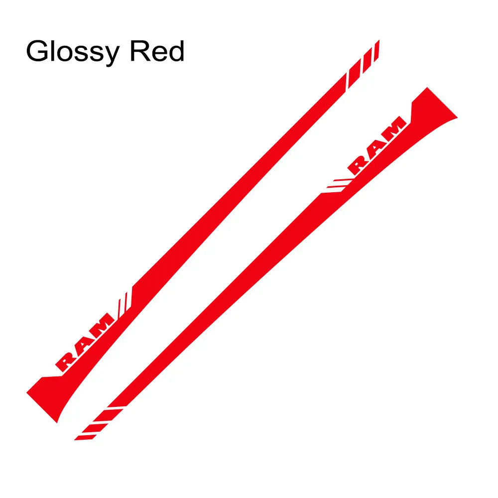 Dodge RAM Door Side Skirt Graphic Decal Kit (2 Pcs) – Custom Vinyl Sticker | 1500, 2500, Rebel, RTX | 12 Finishes - 200000182:10#Glossy Red-200000182:691#Glossy Gray-200000182:366#Glossy Yellow-200000182:350852#Glossy Orange-200000182:29#Glossy White-  DRIVEN - 12