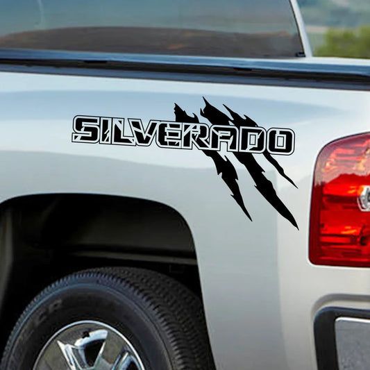 Claw Style Bed Side Decal for Chevrolet Silverado 1500 / 2500 / Z71 / S10 | Pickup Vinyl Graphic - 200000182:200013901#Carbon Fiber;5:361386#70x38.9cm-  DRIVEN - 1