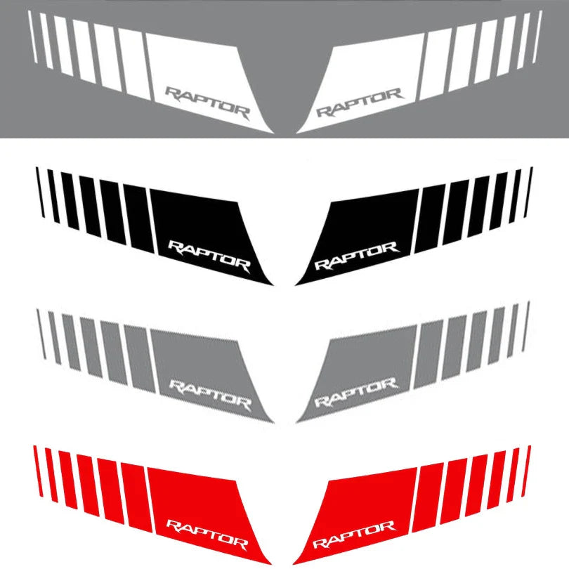 Hood Stripe Decal Kit for Ford F-150 Raptor (2015–2019) | Premium Vinyl Graphics - 200000182:10#D;355:203282812#matte black-200000182:193#A;355:203282815#red-200000182:193#A;355:203282816#dark gray-200000182:193#A;355:203282814#white-200000182:350852#E;355:203282812#matte black-  DRIVEN - 5