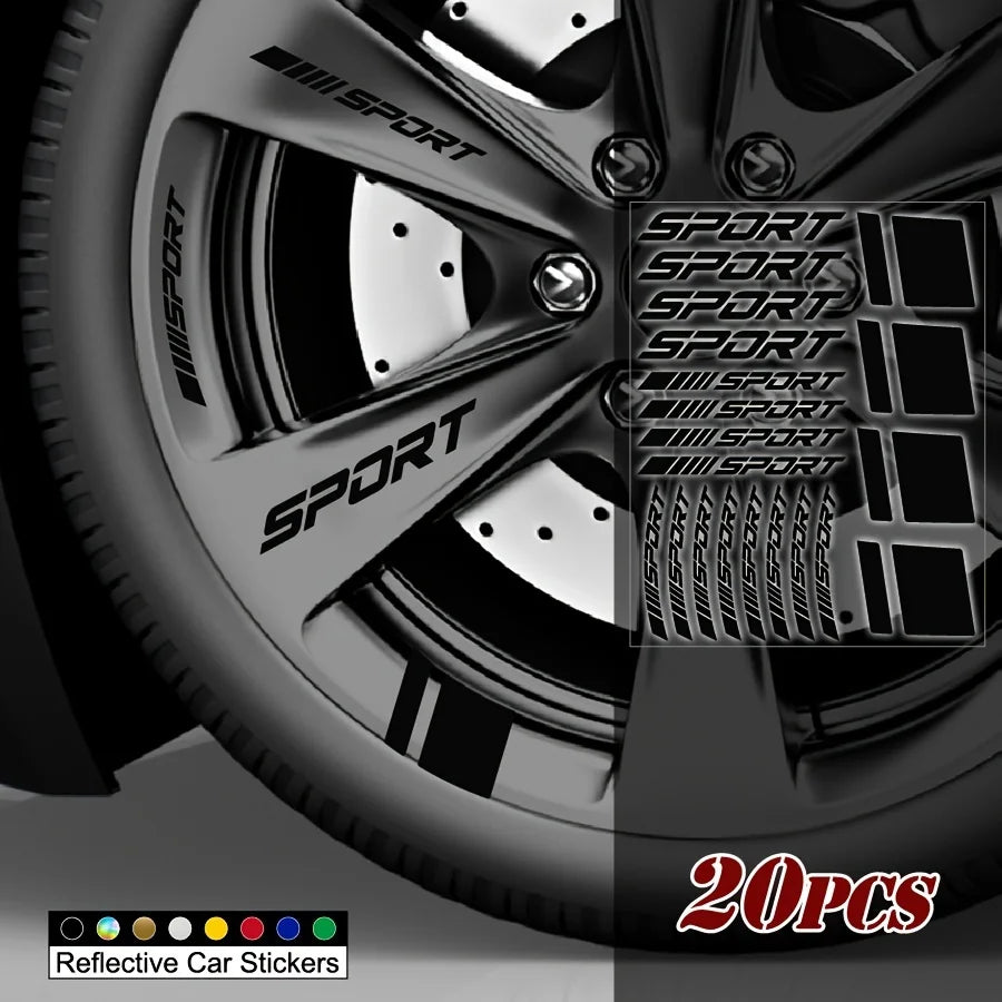 Sport Wheel Rim Decals | 20-Piece Waterproof Vinyl Sticker Set for Cars, Motorcycles & DIY - 14:29#Gold-14:10-14:200004890#black-14:200004889#laser-  DRIVEN - 2