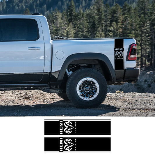Back Door & Side Decal for Dodge RAM 1500 / 2500 HEMI Rebel 5.7L | Custom Vinyl Truck Sticker - 200000182:29#Glossy White-  DRIVEN - 2