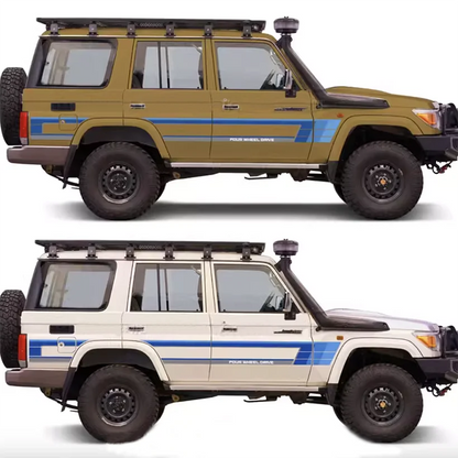 Retro Sunset Waistline Stripe Decal for Toyota Land Cruiser LC76 | Off-Road 4WD Vinyl Graphics Pair - 200000182:691#A-200000182:10#B-  DRIVEN - 6