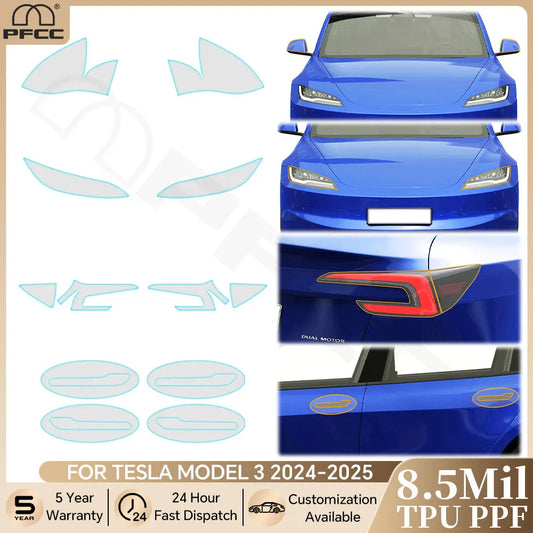Precut PPF Clear Bra for Tesla Model 3 Highland (2024–2025) | TPU Headlight, Mirror & Door Handle - 200000182:350853#Rearview film;355:203282823#Highland 2024 2025;5:200000990#For Tesla Model 3-  DRIVEN - 1
