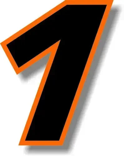 Custom Race Number Vinyl Sticker – Square Font, Black & Orange Border | 5 Sizes, Digits 0–9 - 200000182:173#8;5:361385#10CM-200000182:173#8;5:200000990#5CM-200000182:350686#0;5:100014065#25CM-200000182:350686#0;5:100014064#20CM-200000182:350686#0;5:361386#15CM-  DRIVEN - 8