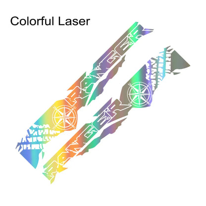 Tire Print & Compass Adventure Tail Decal for Ford Ranger Raptor Pickup | Off-Road Vinyl Graphics - 200000182:350850#Matt Gold-200000182:350686#Colorful Laser-200000182:350853#Matt Silver-200000182:350852#Glossy Orange-200000182:29#Glossy White-  DRIVEN - 17