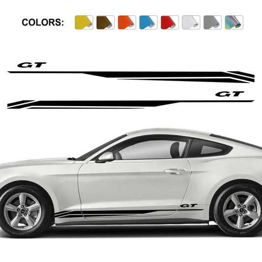 Door Side Graphic Stripe Decal for Ford Mustang GT 350 / 500 / GT4 / GT5 | Color Change Vinyl - 200000182:173#Matt Black-  DRIVEN - 2