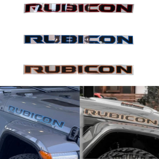Rubicon Hood Letter Graphic Badge Emblem for Jeep Wrangler JL / JK | 2-Piece Vinyl Decal - 14:193#J0258-black-  DRIVEN - 1