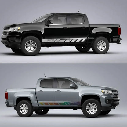 Door Side Skirt Stripe Decal for Chevrolet Colorado | 2-Piece Vinyl Truck Graphic - 200000182:350853#Carbon Fiber-200000182:350850#Matt Black-200000182:1052#Colorful Laser-200000182:496#Matt Silver-200000182:173#Matt Gold-  DRIVEN - 3