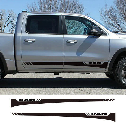Dodge RAM Door Side Skirt Graphic Decal Kit (2 Pcs) – Custom Vinyl Sticker | 1500, 2500, Rebel, RTX | 12 Finishes - 200000182:10#Glossy Red-  DRIVEN - 1