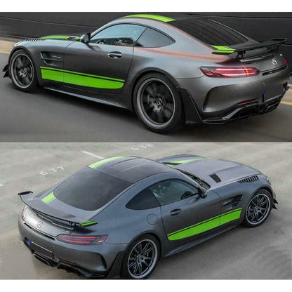 AMG Racing Hood Stripe & Waistline Decal for Mercedes-Benz AMG GTR / GTS / C63 | Green Vinyl Graphics - 200000182:193#black-200000182:175#green-  DRIVEN - 4