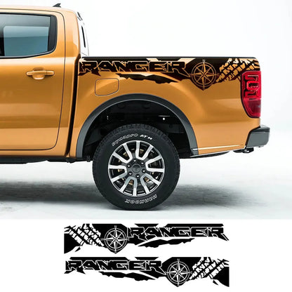 Tire Print & Compass Adventure Tail Decal for Ford Ranger Raptor | 2-Piece Vinyl - 200000182:173-200000182:29#Black-200000182:10-200000182:193#White-200000182:350852-  DRIVEN - 1