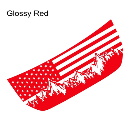 USA Flag Mountain & Tree Hood Bonnet Decal for Ford Bronco | Styling Vinyl Sticker - 200000182:193#Glossy Black-200000182:29#Glossy White-200000182:350850#Colorful Laser-200000182:350853#Carbon Fiber-200000182:691#Glossy Gray-  DRIVEN - 7