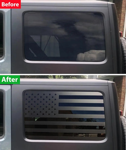 Jeep Wrangler JK / JKU American Flag Rear Window Decal – Precut Stars & Stripes Back Side Window Sticker (2-Pc Set, 4-Door) - 200000182:193#black 2PCS-  DRIVEN - 5