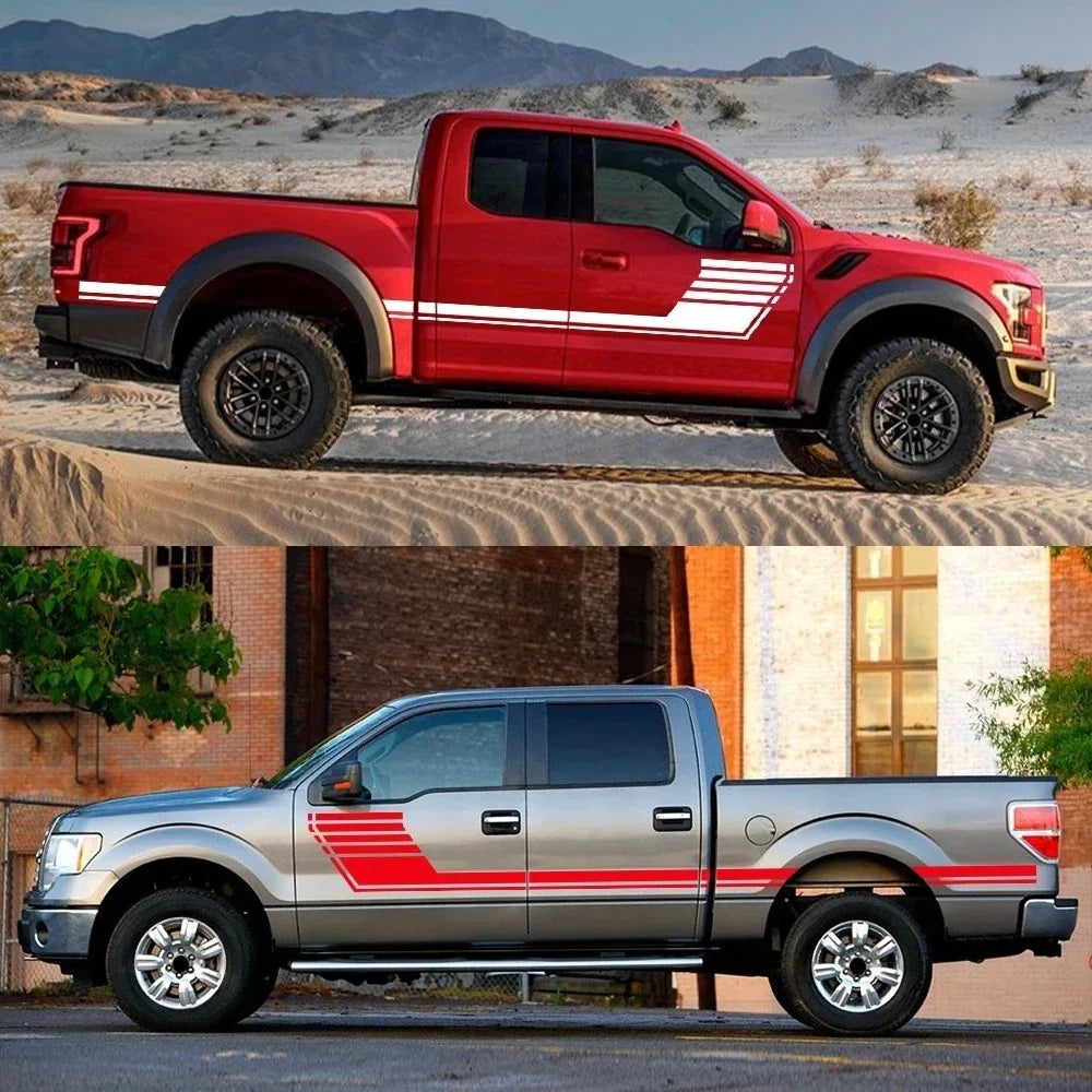 Long Side Door Skirt Stripe Decal for Ford F-150 Raptor | Self-Adhesive Vinyl Kit - 200000182:193#Glossy Black-200000182:29#Glossy White-200000182:691#Glossy Gray-200000182:10#Glossy Red-200000182:173#Matt Black-  DRIVEN - 3