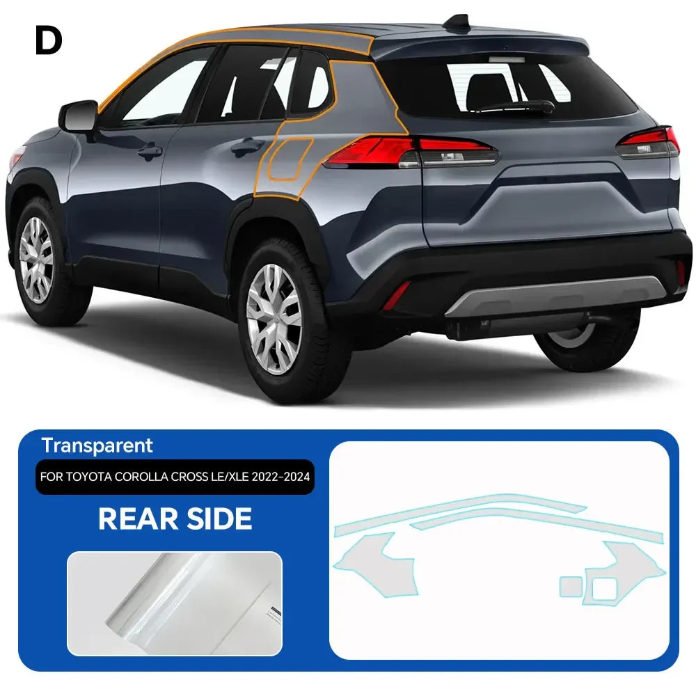 Precut PPF for Toyota Corolla Cross LE / XLE (2022–2024) | TPU Paint Protection Film - 14:29#Hood;5:200000990#Clear Film-14:193#Front;5:200000990#Clear Film-14:10#Rear Trunk;5:200000990#Clear Film-14:691#Doors;5:200000990#Clear Film-14:366#Rear Side;5:200000990#Clear Film-  DRIVEN - 11