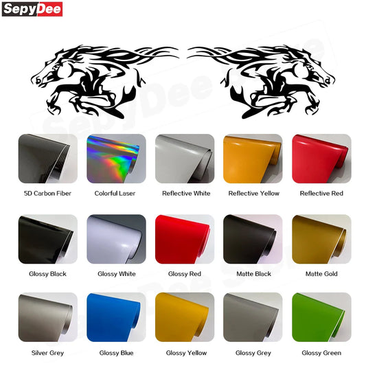 Running Horse Side & Rear Fender Decal | 2-Piece Vinyl for Mustang, Challenger, Porsche & Ford - 200000182:200211869#Silver Grey;5:100014065#100x50CM-  DRIVEN - 2