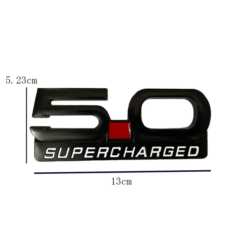 3D Metal 5.0 Supercharged Fender & Trunk Badge | Ford Mustang Styling Emblem - 200000182:29#Silver-200000182:193#Black-  DRIVEN - 3