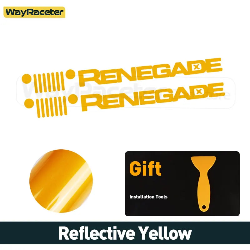 Jeep Renegade Hood & Fender Reflective Decal Kit – Grill Graphic Vinyl | Trailhawk, Sport (2 Pcs) - 200000182:366#Reflective yellow-200000182:350852#Reflective orange-200000182:173#Reflective blue-200000182:10#Reflective red-200000182:175#Reflective green-  DRIVEN - 7