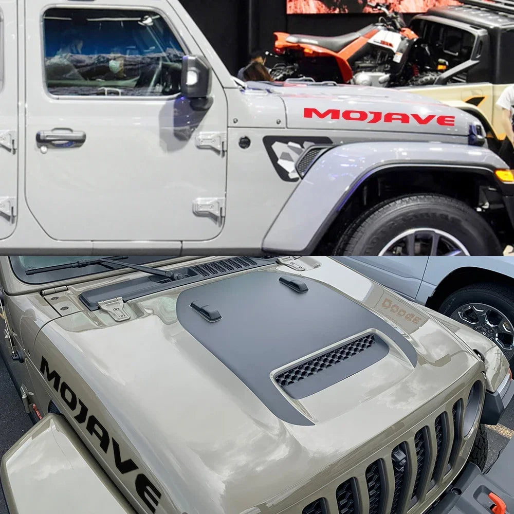 Jeep Gladiator Mojave Hood Decal – Vinyl Letter Graphic Sticker Set | Engine Hood Cover (2 Pcs) - 200000182:10#Glossy Red-200000182:350852#Black Red-200000182:193#Glossy Black-200000182:29#Glossy White-  DRIVEN - 3