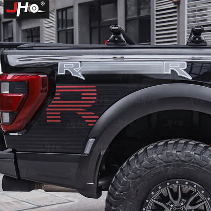 JHO Sport R Precut Bedside & Hood Wrap Kit for Ford F-150 Raptor (2022-2025) | Matte Stripe - 200000182:193#Black-  DRIVEN - 4