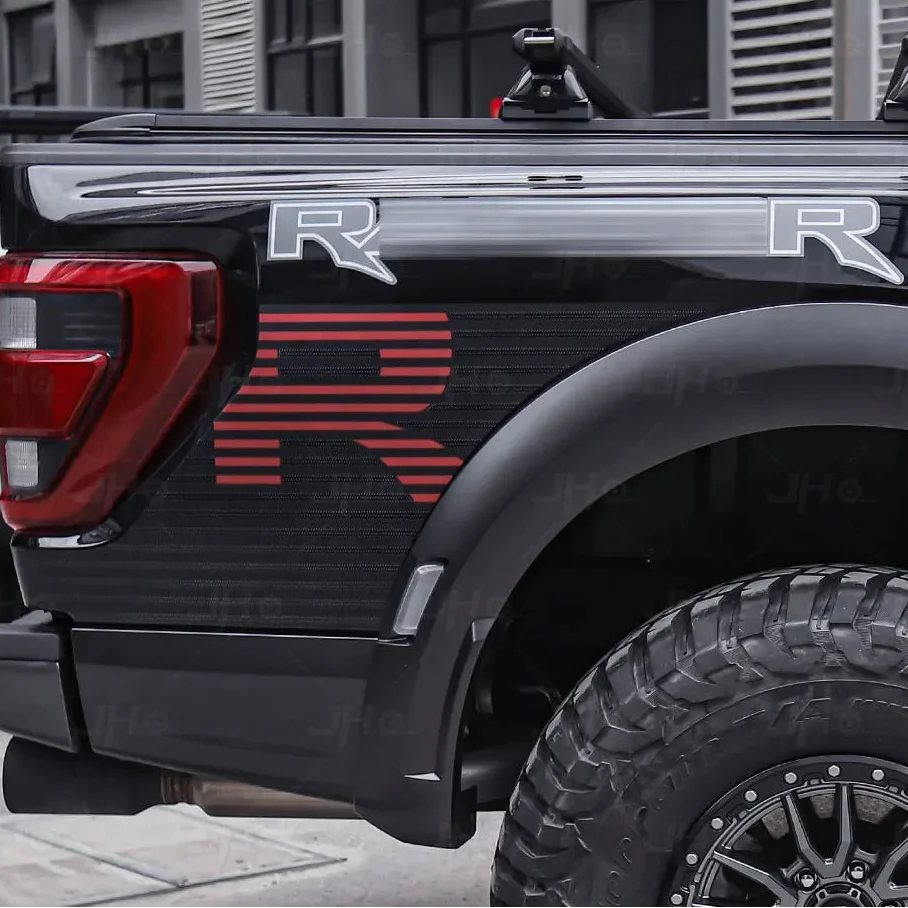 JHO Sport R Precut Bedside & Hood Wrap Kit for Ford F-150 Raptor (2022-2025) | Matte Stripe - 200000182:193#Black-  DRIVEN - 4