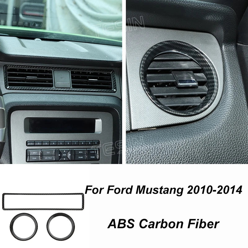 Carbon Fiber Grain Interior & Exterior Decoration Sticker for Ford Mustang (2009-2014) | Kit - 200000182:200013901#Door lock pin ring-200000182:202530813#Front fog lamp decor-200000182:200006158#Dashboard Panel-200000182:40808150#Headlight switch-200000182:200003699#Start key socket-  DRIVEN - 13