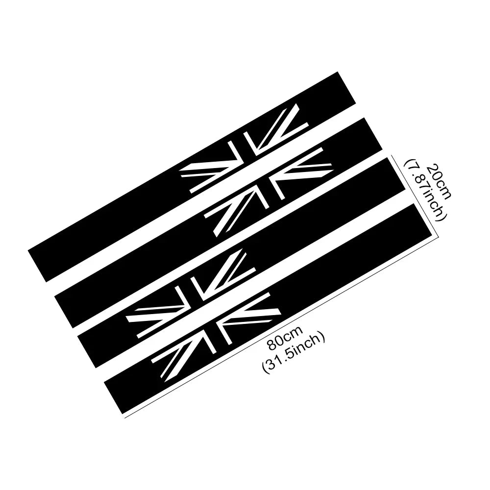 Union Jack Door Side Stripe Decal for Mini Cooper S (R55, R56, F55, F54, F60, R57, R59) | England Flag Vinyl - 200000182:350852#Matt Black-200000182:10#Glossy Red-200000182:175#Colorful Laser-200000182:366#Matt Silver-200000182:193#Glossy Black-  DRIVEN - 5