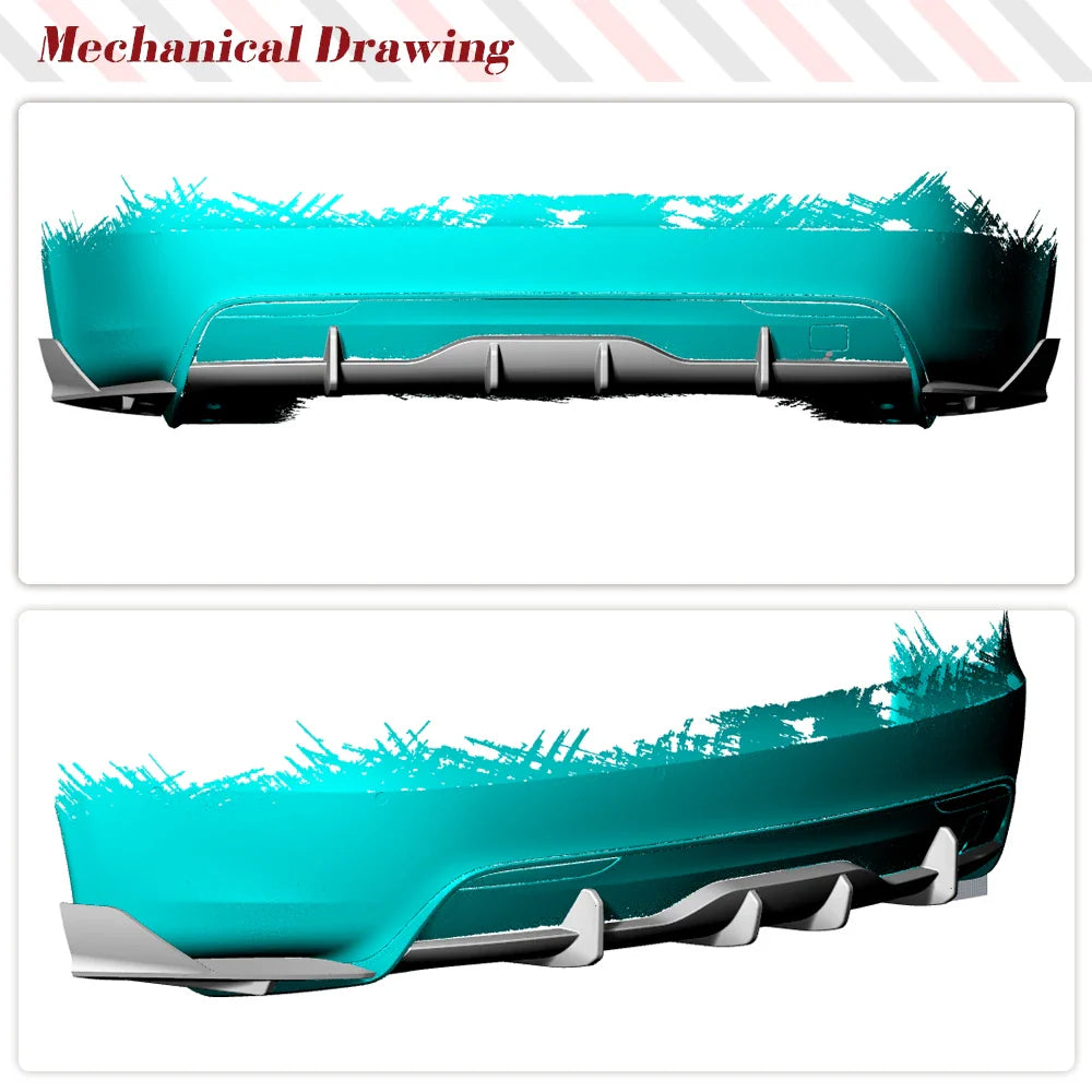Real Carbon Fiber Rear Canard Diffuser Lip Body Kit for Tesla Model S Plaid (2021–2023) - <none>-  DRIVEN - 3