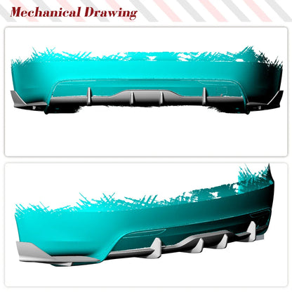 Real Carbon Fiber Rear Canard Diffuser Lip Body Kit for Tesla Model S Plaid (2021–2023) - <none>-  DRIVEN - 3