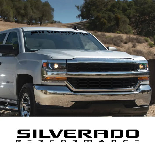 Front Windshield Decal for Chevrolet Silverado 1500 / 2500 / Z71 | Custom Vinyl Graphic - 200000182:193#Glossy Black-  DRIVEN - 2