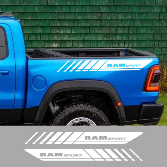 Sport Rear Trunk Side Letter Decal for Dodge RAM | 2-Piece Vinyl Truck Graphic - 200000182:193#Glossy Black-  DRIVEN - 1