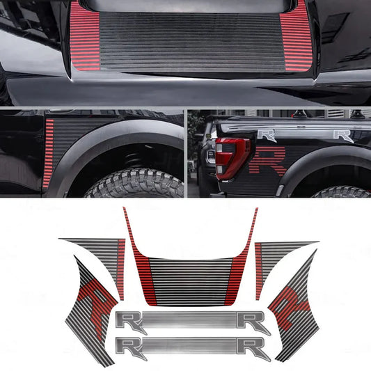 JHO Sport R Precut Bedside & Hood Wrap Kit for Ford F-150 Raptor (2022-2025) | Matte Stripe - 200000182:193#Black-  DRIVEN - 1