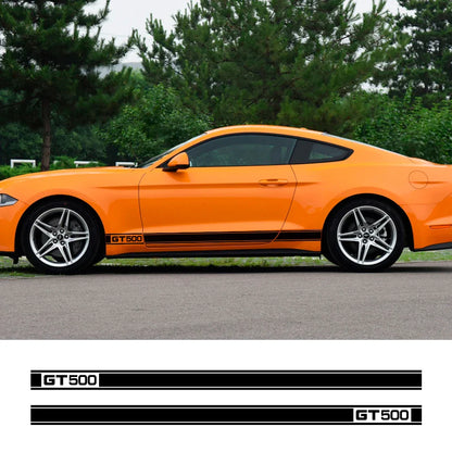 Long Door Side Skirt Stripe Decal for Ford Mustang Shelby GT500 | Sport Vinyl Sticker - 200000182:350852#Glossy Orange-200000182:10#Glossy Red-200000182:691#Glossy Gray-200000182:29#Glossy White-200000182:350853#Matt Silver-  DRIVEN - 2