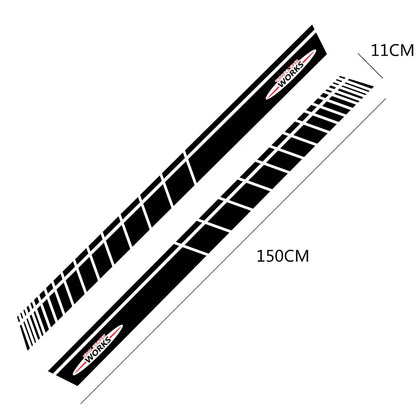 JCW Door Side Skirt Stripe Decal for Mini Cooper | 2-Piece Vinyl Decoration Kit - 200000182:193#Glossy Black-200000182:29#Glossy White-200000182:691#Glossy Gray-200000182:10#Glossy Red-200000182:366#Glossy Yellow-  DRIVEN - 6