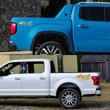 4x4 Rear Bed Side Decal for Ford F-150 Raptor / XLT | Pickup Truck Vinyl Graphic - 200000182:350852#Glossy Orange-200000182:350850#Matt Gold-200000182:173#Glossy Blue-200000182:200006152#Colorful Laser-200000182:366#Glossy Yellow-  DRIVEN - 4