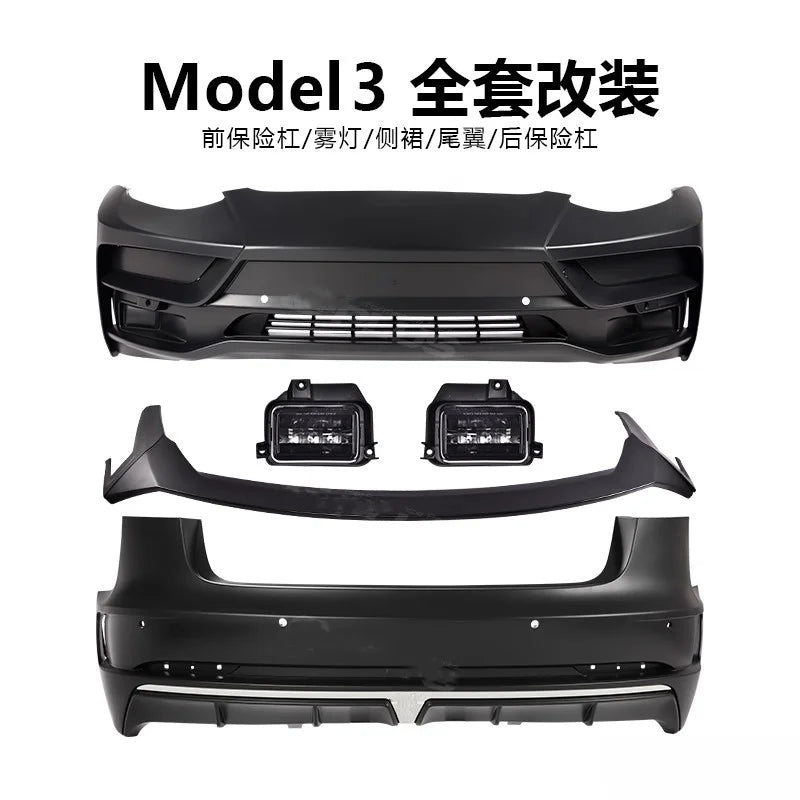Complete Modified Body Kit for Tesla Model 3 (2018–2022) | Front & Rear Bumper Assembly (MaiAutoR) - 14:200004889#tail wing side skirt-14:200004890#front bumper-14:200004891#rear bumper-14:200003699#set-  DRIVEN - 6