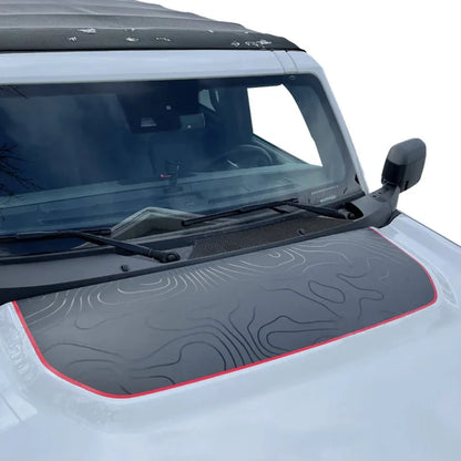 Retro Matte Topo Map & Compass Hood Decal | Off-Road Mountain Blackout Vinyl Wrap Sticker - 200000182:10#I-200000182:691#H-200000182:350686#G-200000182:1052#F-200000182:350850#K-  DRIVEN - 12