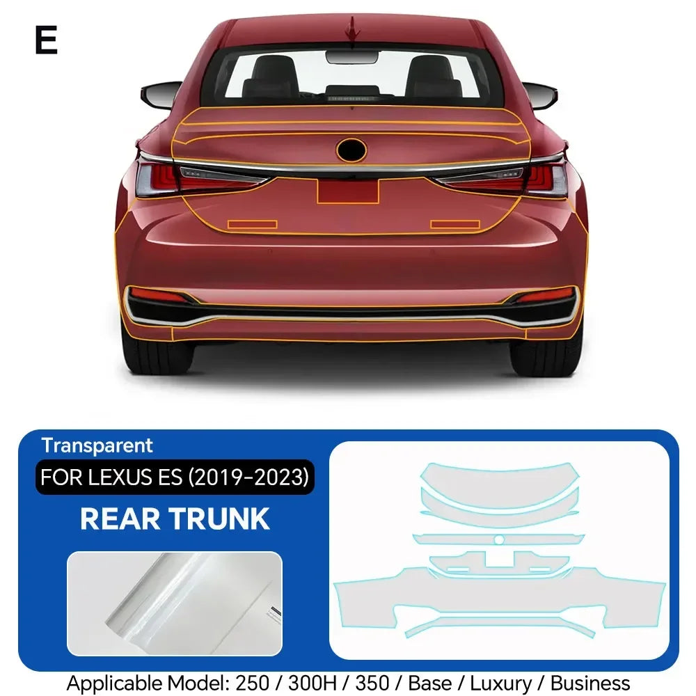 Precut PPF for Lexus ES 250 / 300h / 350 (2019–2023) | TPU Paint Protection Film Clear Bra - 200000182:173#Whole Set;5:200000990#Clear Film-200000182:10#Door;5:200000990#Clear Film-200000182:691#Front and Hood;5:200000990#Clear Film-200000182:175#Rear Trunk;5:200000990#Clear Film-200000182:350852#Roof Window;5:200000990#Clear Film-  DRIVEN - 12
