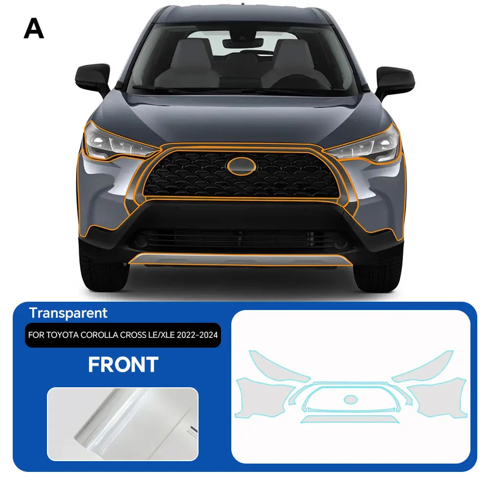Precut PPF for Toyota Corolla Cross LE / XLE (2022–2024) | TPU Paint Protection Film - 14:29#Hood;5:200000990#Clear Film-14:193#Front;5:200000990#Clear Film-14:10#Rear Trunk;5:200000990#Clear Film-14:691#Doors;5:200000990#Clear Film-14:366#Rear Side;5:200000990#Clear Film-  DRIVEN - 8