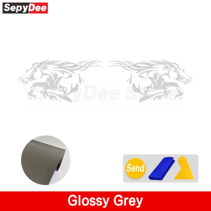 Running Horse Side & Rear Fender Decal | 2-Piece Vinyl for Mustang, Challenger, Porsche & Ford - 200000182:200211869#Silver Grey;5:100014065#100x50CM-200000182:200211869#Silver Grey;5:361386#60x30CM-200000182:200211869#Silver Grey;5:100014064#80x40CM-200000182:200211869#Silver Grey;5:200000990#40x20CM-200000182:200211869#Silver Grey;5:361385#50x25CM-  DRIVEN - 17