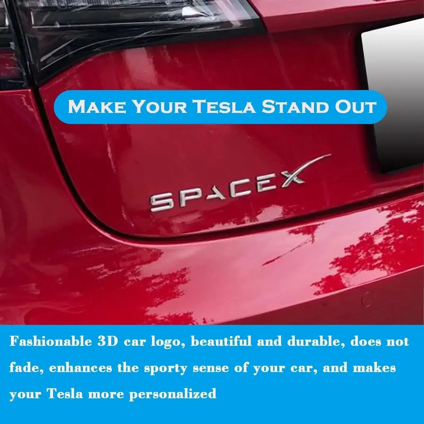 3D ABS SPACEX Letter Emblem Badge for Tesla Rear Tailgate / Trunk | Car Sticker - 14:200004890#Bright Black-14:200004889#Matte Black-  DRIVEN - 3
