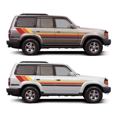 Tri-Color Waistline Stripe Decal for Toyota Land Cruiser 80 LC80 (1994–1997) | Blackout Vinyl Graphics - 200000182:173#C-200000182:496#E-200000182:29#B-200000182:193#A-200000182:175#D-  DRIVEN - 5