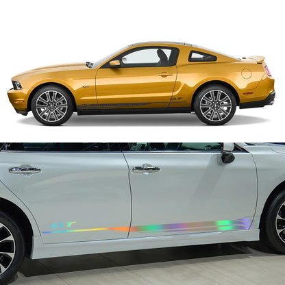 Door Side Graphic Stripe Decal for Ford Mustang GT 350 / 500 / GT4 / GT5 | Color Change Vinyl - 200000182:173#Matt Black-200000182:175#Glossy Blue-200000182:366#Glossy Yellow-200000182:350852#Glossy Orange-200000182:10#Glossy Red-  DRIVEN - 3