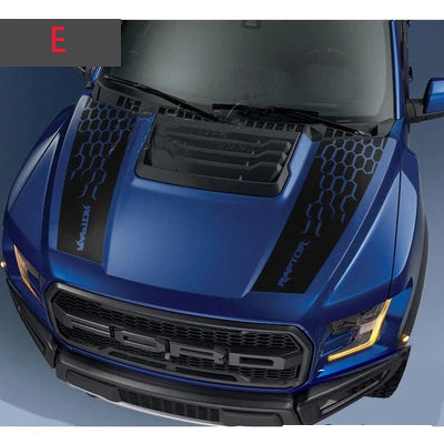 Hood Stripe Decal Kit for Ford F-150 Raptor (2015–2019) | Premium Vinyl Graphics - 200000182:10#D;355:203282812#matte black-200000182:193#A;355:203282815#red-200000182:193#A;355:203282816#dark gray-200000182:193#A;355:203282814#white-200000182:350852#E;355:203282812#matte black-  DRIVEN - 10