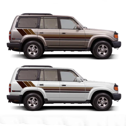 Tri-Color Waistline Stripe Decal for Toyota Land Cruiser 80 LC80 (1994–1997) | Blackout Vinyl Graphics - 200000182:173#C-200000182:496#E-200000182:29#B-200000182:193#A-200000182:175#D-  DRIVEN - 6