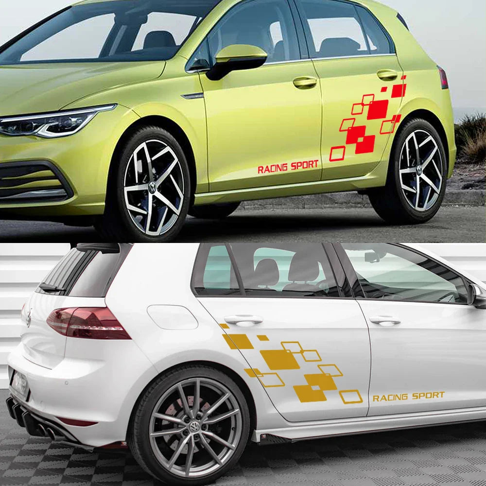 Racing Lattice Graphic Decal for VW Polo / Golf / GTI / R-Line / WRC / TSI | Vinyl Body Sticker - 200000182:175#Glossy Blue-200000182:173#Glossy Yellow-200000182:29#Glossy Orange-200000182:10#Glossy Red-200000182:350852#Glossy White-  DRIVEN - 4