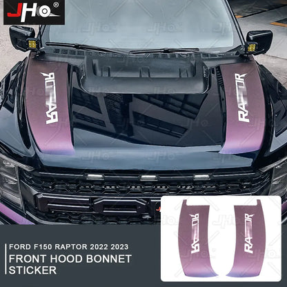 JHO Carbon Grain Front Bonnet & Side Hood Stripe for Ford F-150 Raptor | Engine Vinyl - 200000182:496#Purple Carbon Grain-200000182:193#Black Red Floral-  DRIVEN - 7