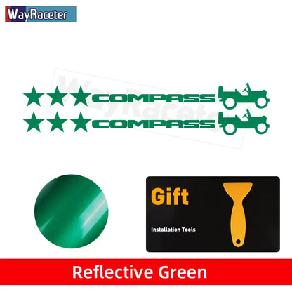 Jeep Compass Willy Edition Star Decal Kit – Reflective Vinyl | Hood, Trunk & Door Pillar (2 Pcs) - 200000182:200004890#Green-  DRIVEN - 12