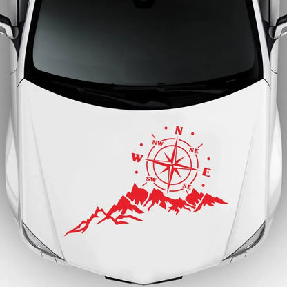 Mountain Adventurers Compass Graphic Decal | 2-Piece Vinyl Sticker for RV, Camper, Truck & Car - 200000182:350853;5:361386#40CM-200000182:350853;5:100014064#30CM-200000182:29#white;5:361386#40CM-200000182:29#white;5:361385#L 80X43CM-200000182:29#white;5:100014064#30CM-  DRIVEN - 4
