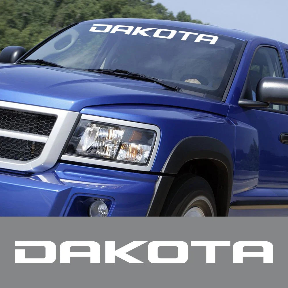 Front Windshield Decal for Dodge Dakota SLT / SXT / 5.9 / R/T | Vinyl Truck Window Sticker - 200000182:691#Glossy Gray-200000182:10#Glossy Red-200000182:193#Glossy Black-200000182:29#Glossy White-200000182:175#Glossy Blue-  DRIVEN - 1